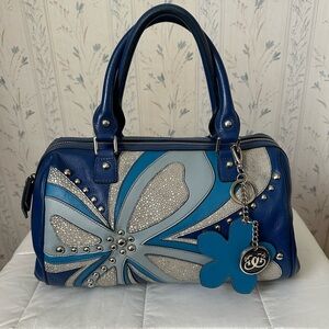 Sharif Blue Floral Patchwork Satchel